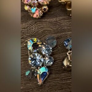 True Vintage WEISS Earrings Margarita Dangle Mermaid BlueGreen Lavender Teardrop